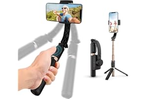Gimbal Stabilizer with Selfie Stick for iPhone: Portable Handheld Gimble with Tripod & Remote for Cell Phone Camera & Samsung