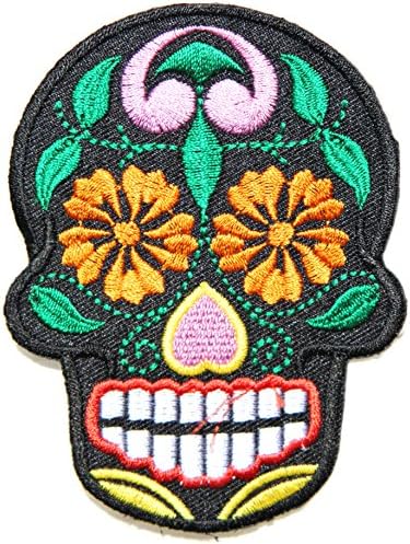 Sunflower Pink Heart Sugar Skull Day of the Dead Punk Rock Hippie Lady Rider Logo Biker Jacket T shirt Patch Sew Iron on Embroidered Badge Custom