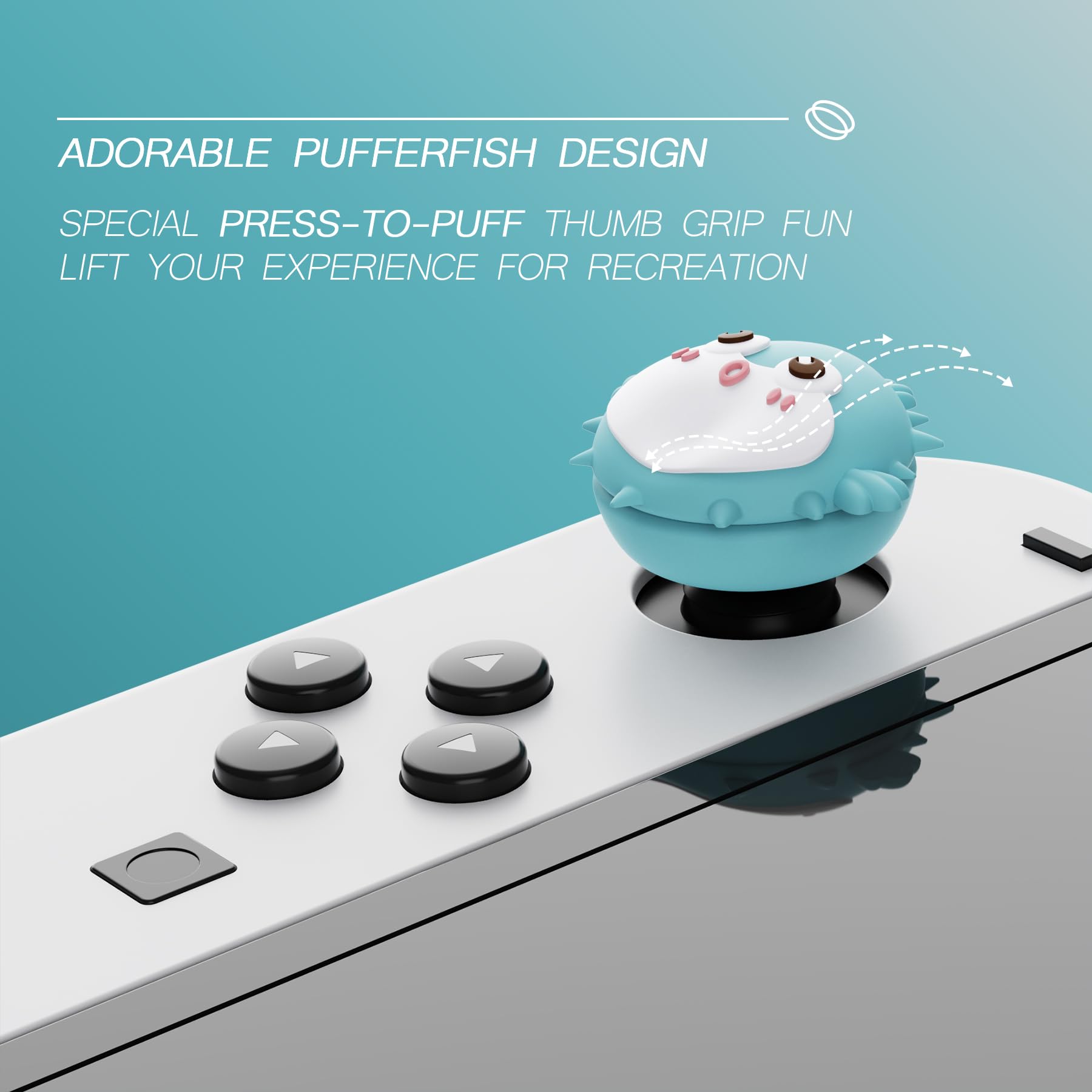 PlayVital Thumbs Cushion Caps Thumb Grip Caps for Nintendo Switch, Joystick Caps for Nintendo Switch Lite, Thumbstick Caps for Nintendo Switch OLED, Analog Stick Cover for Joycon - Chubby Puffer Fish