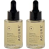 Acure Brightening 2% Vitamin C & Ferulic Acid Serum - Vit C Serum for Face, Anti Aging, Bright Glow for Women & Men, Facial Skincare, Vegan & Cruelty Free - 1 fl oz (2 Pack)