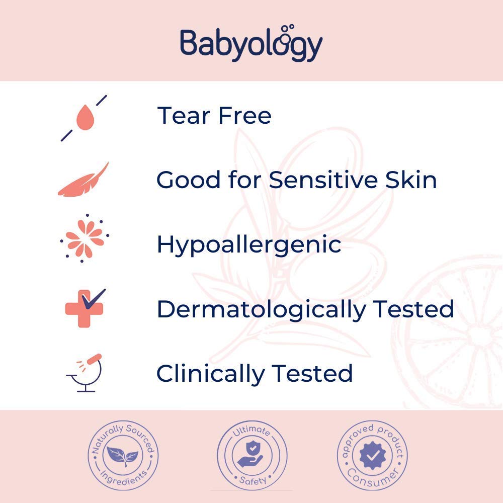 Babyology All Natural Baby Wash and Shampoo - 100% Edible Ingredients - with Organic Rose Water (Unscented) - Good for Sensitive Skin - Non Toxic - Tear Free (Scents & Packs Vary)