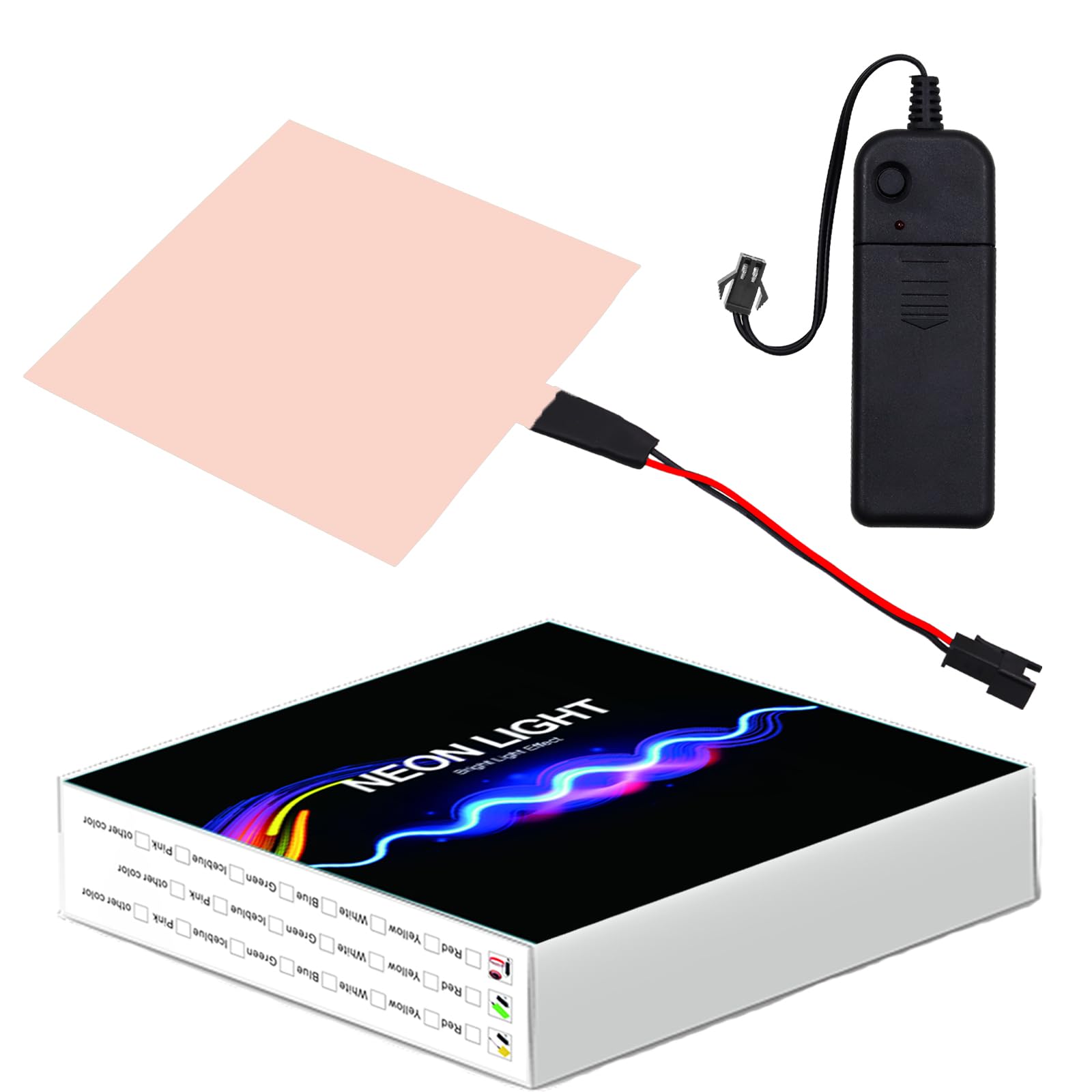 Ygmylandbb Electroluminescent Panels, EL Panels Light, EL Sheets 10 cm x 10 cm (3.93" x 3.93") ON/Slow Flash/Fast Flash, White, 1Pack