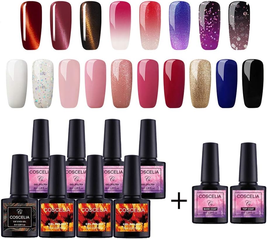 セルフネイルキット ジェルネイルカラー 本套装 8ml自宅ネイル マニキュアセット ネイルジェル スターターキット Uv Led 适用 3本キャットアイジェル 5本カメレオンカラージェル 10本ジェル ベースとトップセット Twinkle Store ジェル Amazon
