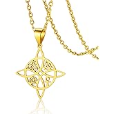 VASSAGO Witches Knot Necklace Stainless Steel Celtic Knot Pendant with Triquetra Trinity Nudo De Bruja Pagan Witch Jewelry Good Luck Gift