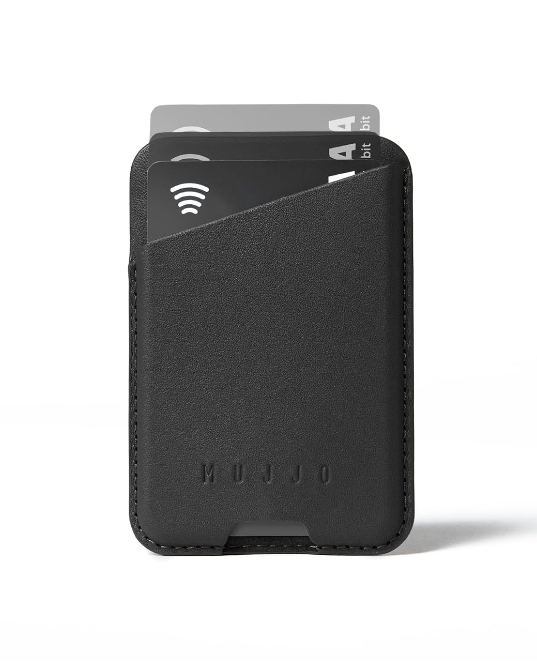 Mujjo Full Leather Magnetic Wallet for iPhone - Three-Card Easy-Access Design - Made from Luxurious Leather & Microfiber - Slim, Secure Design - Black