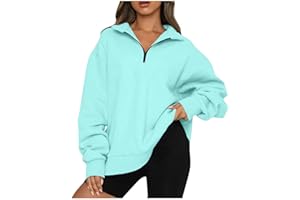 HYAERGF Quarter Zip Pullover Women Oversized Sweatshirt For Women Comfort Colors Striped Long Sleeve Shirts Tops Fall Outfit