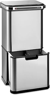 Klarstein Touchless Ultraclean - Sensor-Mülleimer, 60 Liter Volumen in 3 Behältern, Ozon-Sterilisation: beseitigt 90% der Bakterien und Viren, OdorControl: mit integriertem Geruchsfilter, Silber