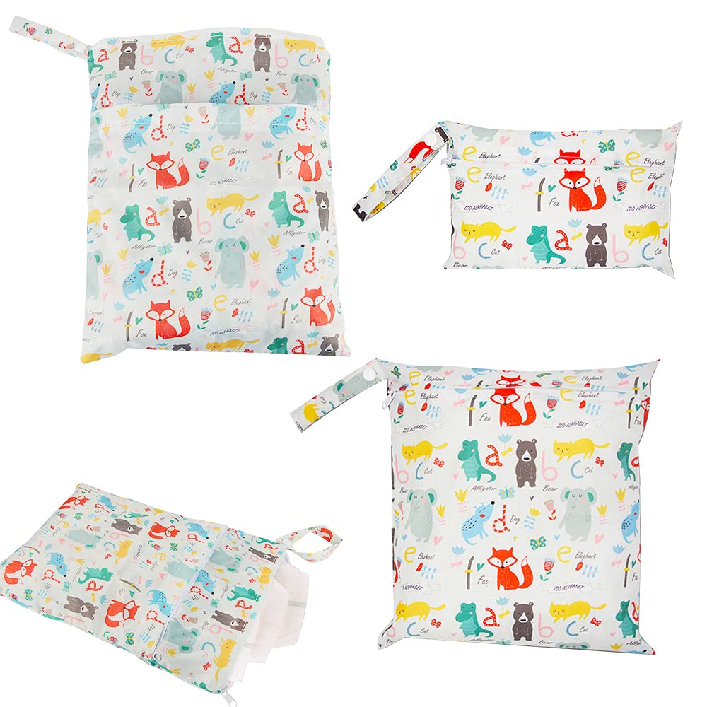 Wet Dry Cloth Diaper Bags, XiXiRan Waterproof Wet Bag, Changing Bag, Wet Bags for Baby Nappies, Washable Travel Bags, with Zip and Hand Strap, 3 Pieces, S/M/L, Three Sizes