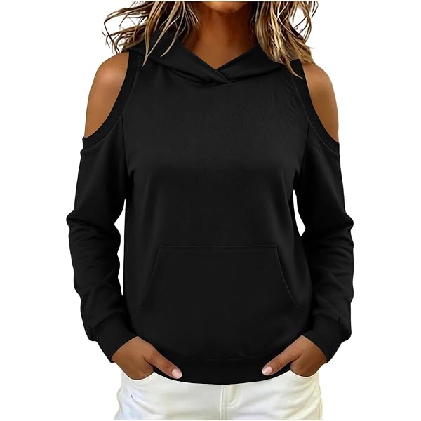 xxxiticat Women's Off The Shoulder Hoodies Long Sleeve Plain Tunic