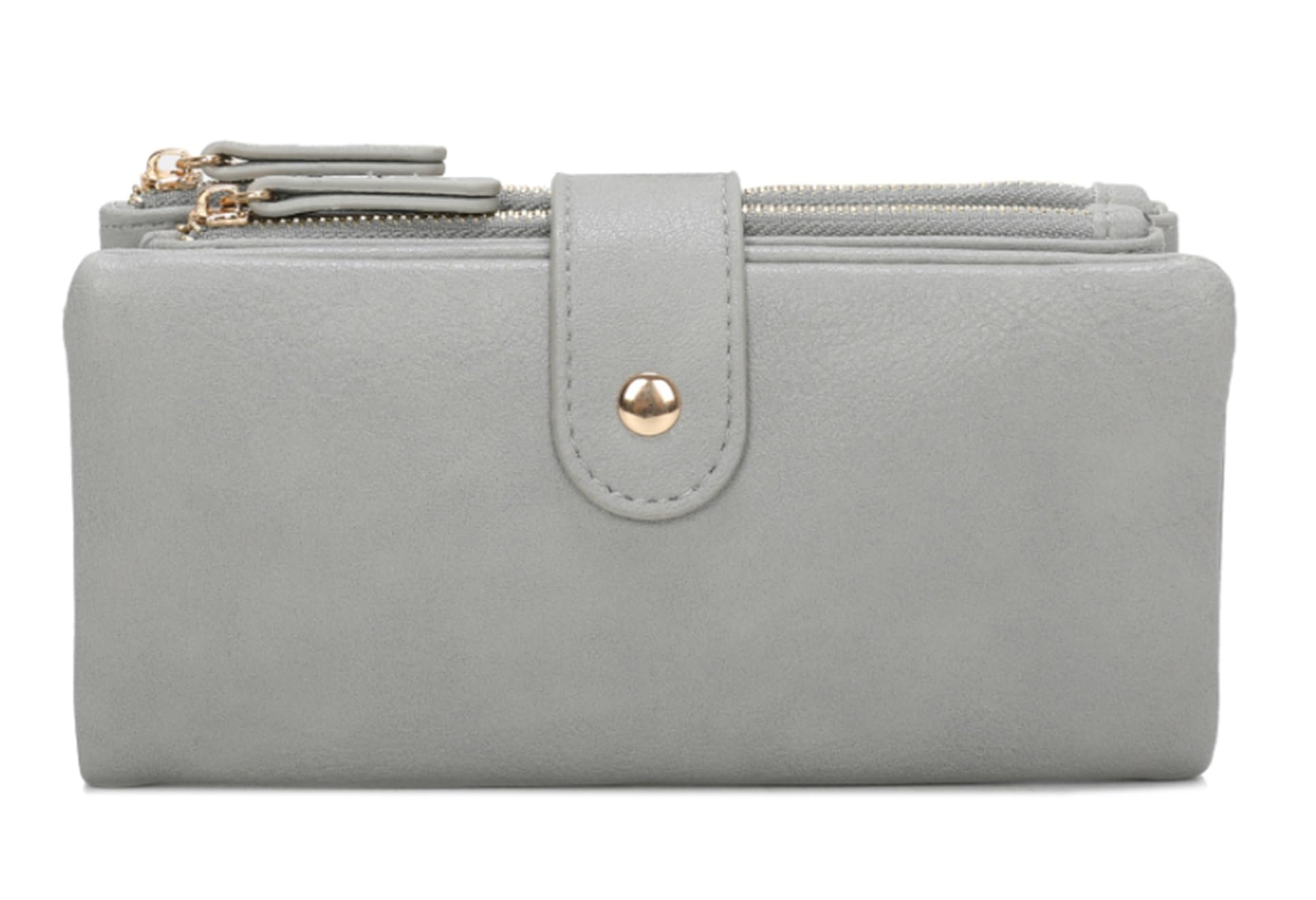 LeahWard Women's Soft Faux Leather Purse Wristlet Card Holder 611 (Grey Long) — image 1