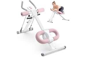 SYKART Ab Machine, Adjustable Ab Trainer Machine for Abs Workout at Home Gym, Abdominal Trainer for Stomach Workout, Foldable Abdominal Exercise Machine with Knee Protection and LCD Monitor