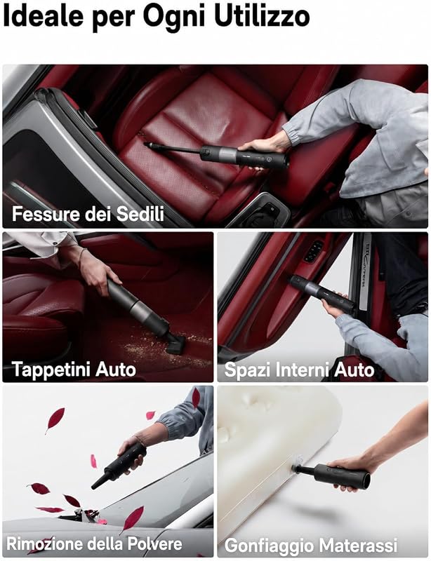 Aspirapolvere Auto, 20kPa Mini Aspirabriciole Senza Fili con Custodia