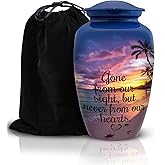 Beach Cremation Urn for Human Ashes – Large Ocean Blue Funeral Urn for Adults – Decorative Burial Urns for Men & Women – Memorial Urn for Ashes Male or Female, 200Cu/in