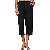 Ekouaer Womens Capri Pajama Pants 2026 Wide Leg Lounge Sleep Pants Soft Comfy Drawstring Pj Bottoms with Pockets