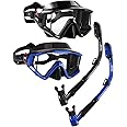 Aegend Snorkeling Gear for Adults, Dry Snorkel Set Panoramic View Enhanced Anti-Leak and Anti-Fog Technology, Adjustable Strap for Snorkeling Scuba Diving Swimming with Mesh Bag
