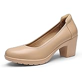 DREAM PAIRS Women's Chunky Closed Toe Low Block Heels Work Pumps Comfortable Round Toe Dress Wedding Shoes Nereida