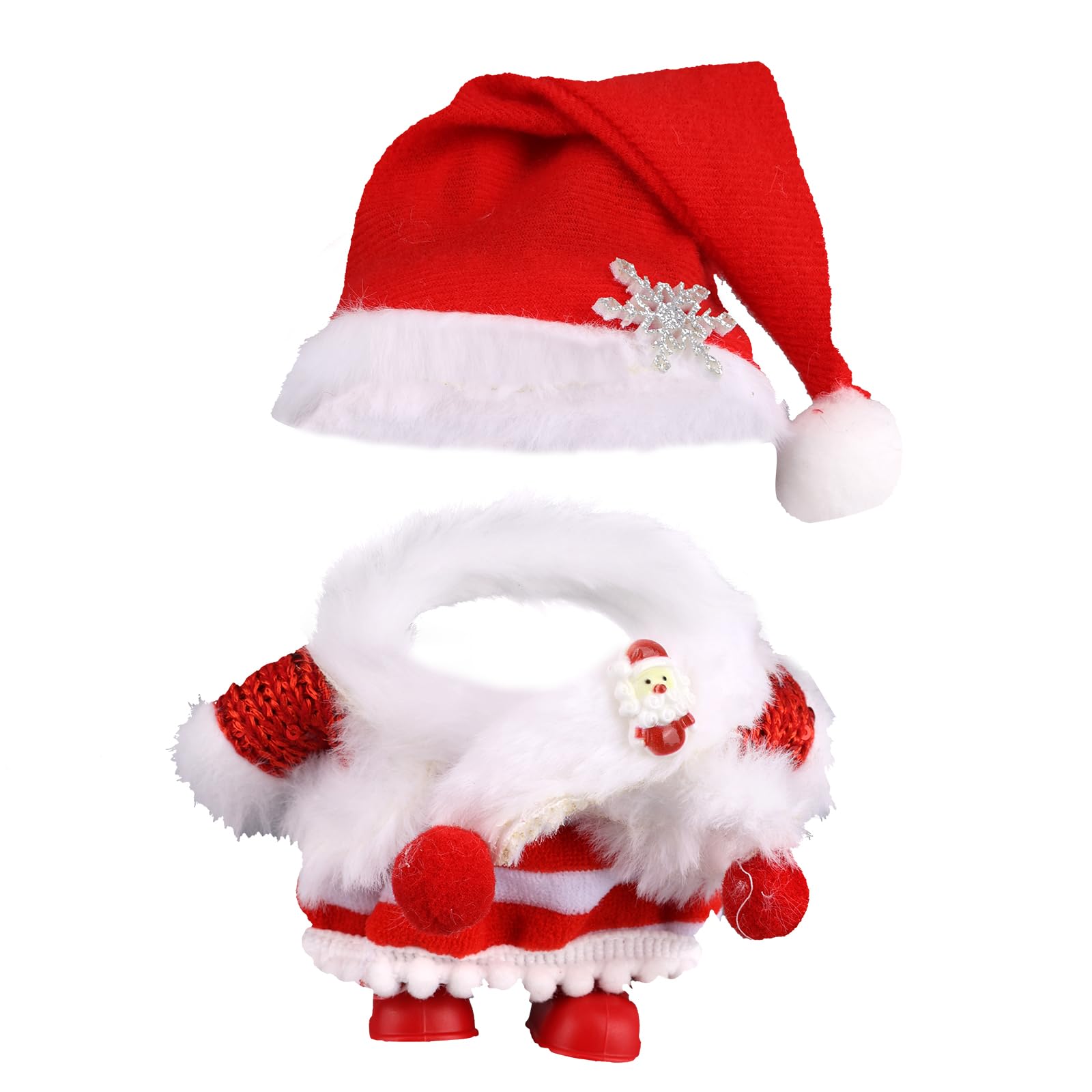 Doll Christmas Outfit Set, Cloth and Plastic Adorable Doll Christmas Clothes for 15-17cm/5.91-6.69in Plush Toy Decoration Display & Collection (Snowflake Santa Hat)