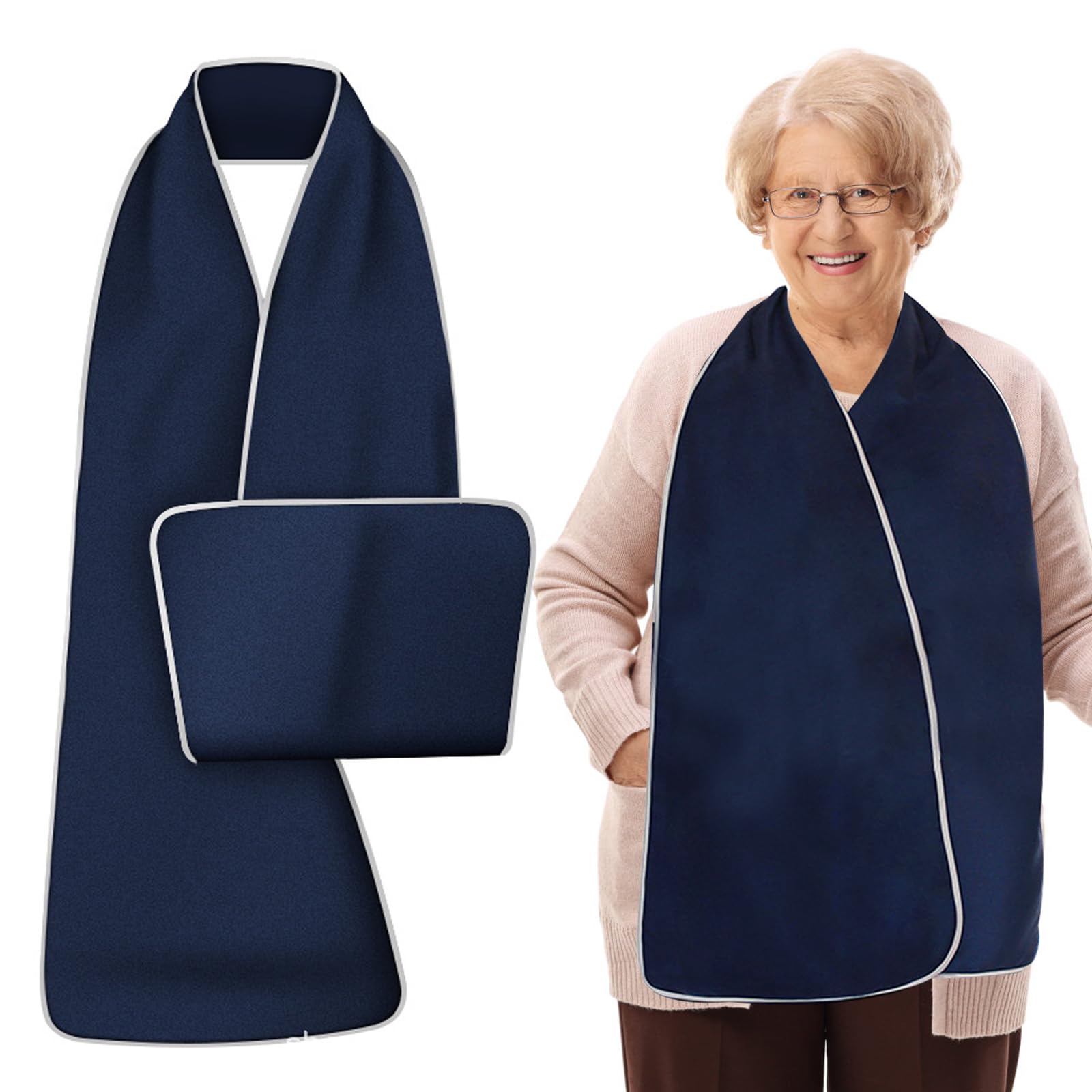 SwirlColor Adult Bib Scarf, Reversible And Reusable Adult Bibs for Elderly Washable Microsuede Material Clothing Protector Dignified Dining Adult Bib for Elderly Senior Women Men
