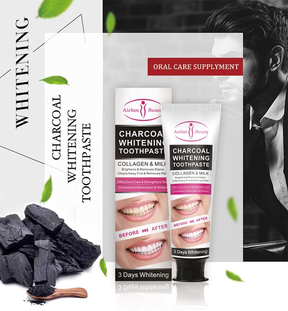 AICHUN BEAUTY Charcoal 3 Day Whitening Toothpaste Collagen Removes Stains Removes Yellow Teeth 100ml - Image 4