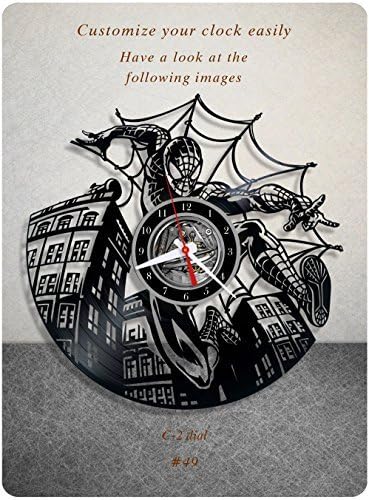 Spider-Man Vinyl Clock Vinyl Wall Clock Vinyl Record Clock Spiderman Marvel Comics Superhero Kids Gift Home Decor Wall Art 049 - (C2)