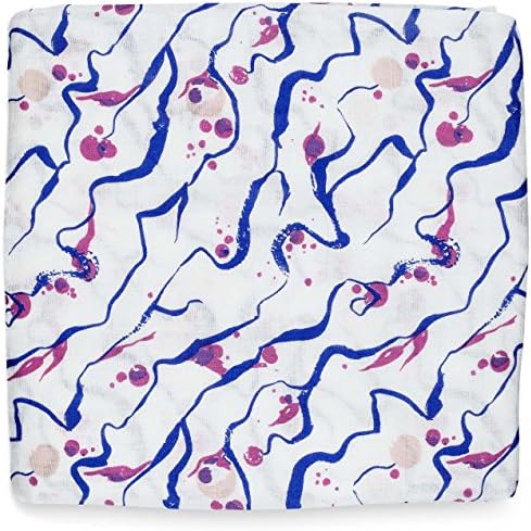 Silky Soft Muslin Swaddle Blanket (Purple/Blue Pattern 47x47) for Newborn Baby Girl, Large Bamboo/Cotton - Receiving Blanket, Swaddling Wrap, Sleepsack, Carseat Cover by adaline