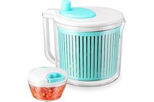 CherHome Salad Spinner with Vegetable Chopper Set，2.5 Quart Lettuce Spinner for Vegetable Prepping，Fruit Cleaner Spinner Vegetable Dryer Plastic，Vegetable Cleaner with Cutter Set，Blue