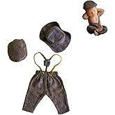 3pcs Infant Baby Photo Outfits Romper Newborn Photography Caps Set Cool Monthly Boys Knitted Berets Hat Outfit Clothes