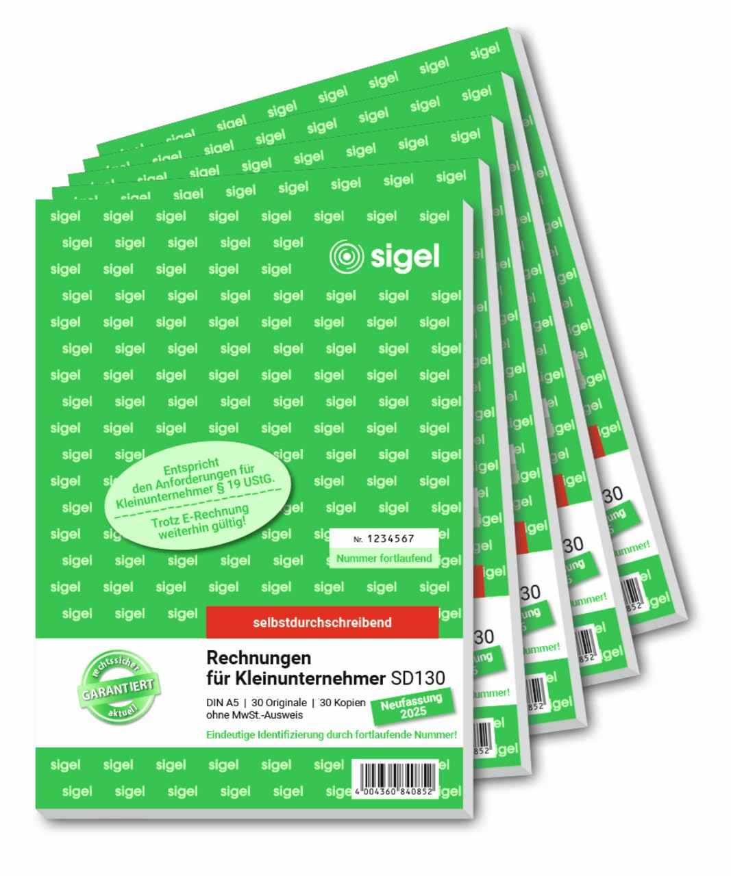 Sigel SD130 invoices for Small Businesses, carbonless Copying 5 piece