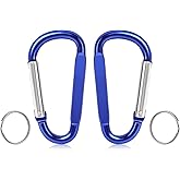 Foweroty 2PCS Carabiner Clip, 3" Large Aluminum Clips D Ring Shape Carabiner, Contain 2 Key Chain and 2 Key Ring Keychain Hook