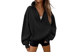 Trendy Queen Womens Sweatshirts Quarter Half Zip Pullover Fall Fashion Outfits 2025 Oversized Hoodies Comfy Winter Clothes