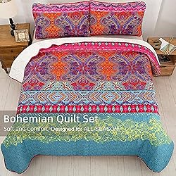 Bohemian Quilt Set Full/Queen, 3 Pieces Boho