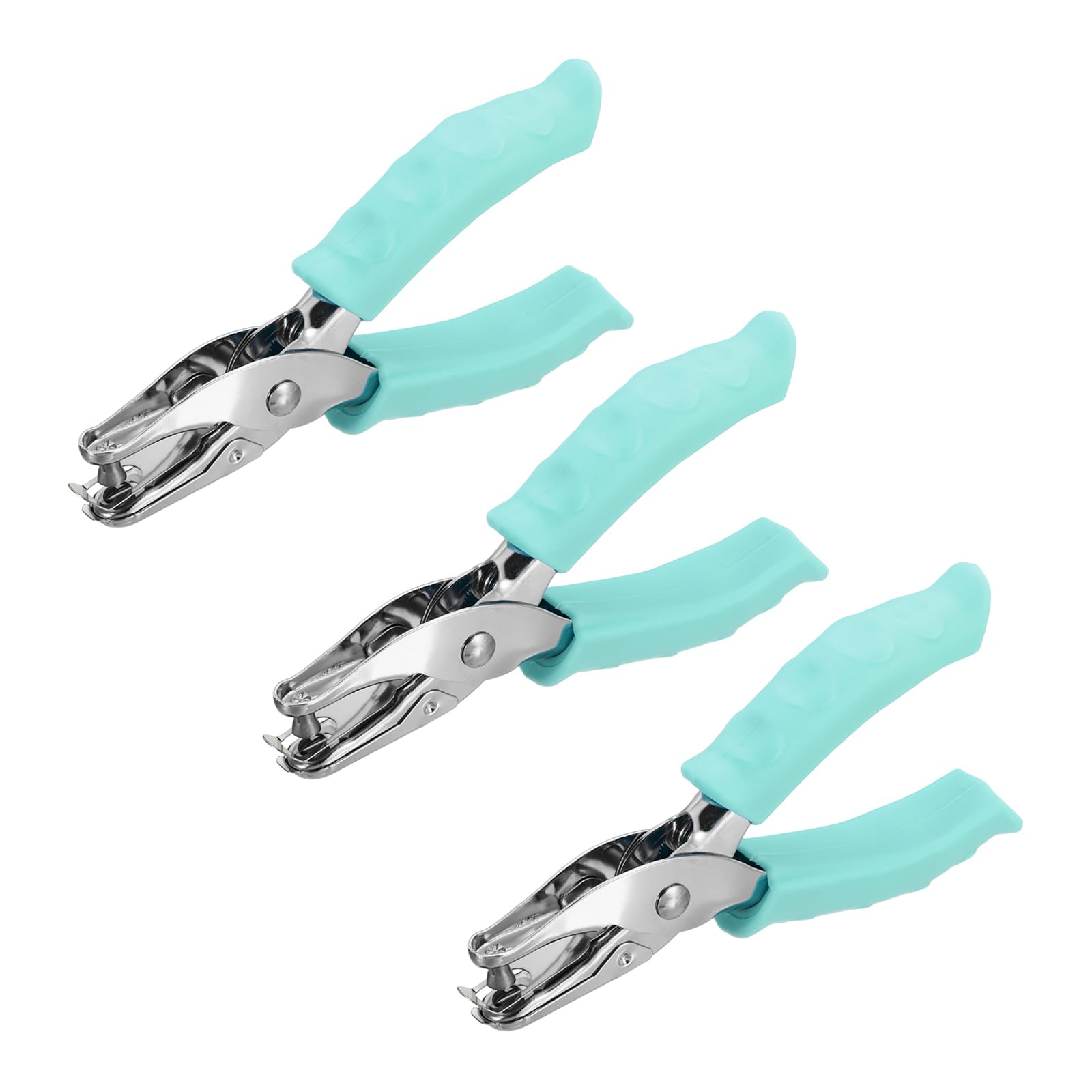 YOKIVE 3 Pcs Single Hole Punch Hole Paper Puncher | Metal Paper Punching Tool Great for Packaging Card Scrapbook Notebook, (Light Blue 1/4")