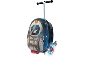 Flyte Sammie the Spaceman Scooter Suitcase - Rideable, Carry on Compliant 2-in-1 Children's Suitcases, 18 inch Ride on Suitcase for Kids, 25 Litre Capacity Kids' Luggage on Wheels for Children Aged 4+