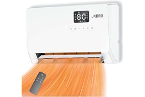 JNDRO Wall-Mounted Space Heater with ECO Thermostat and Remote Control, LED Display, 60°/90°/120° Oscillation Modes, 24-Hour Timer, Indoor Electric Space Heater