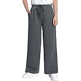 Weintee Women's Petite Wide Leg Fleece Sweatpants with Pockets