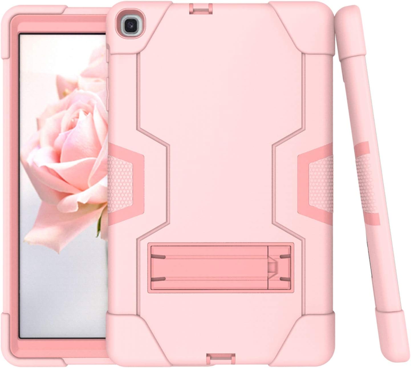 Galaxy Tab A 10.1 2019 Case, SM-T510/SM-T515 Case, Heavy Duty Rugged Case, Hybrid Shockproof Protective Cover with Kickstand for Samsung Tab A 10.1 T510/T515 2019 Release (Rose Gold)
