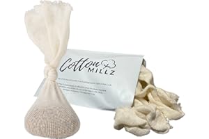 TM Hops and Grain Muslin Steeping Bag - Cotton Mills Beer Brewing Bags 14" (100 Count) - Microbrew, Homebrew Filtering Accessories - Boiling Bags For Tea, Cooking, Nut Milk, Soups - Hop and Grains Socks