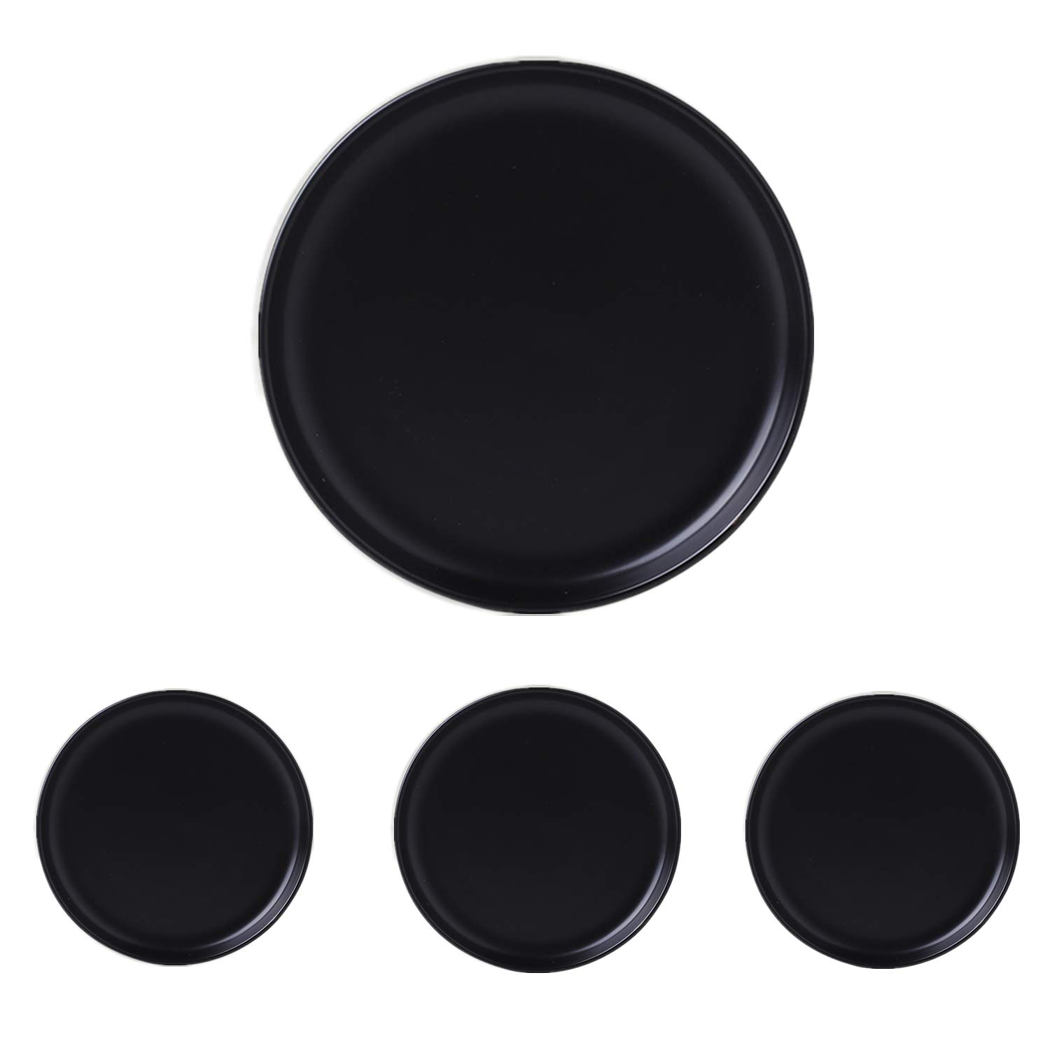 Swuut Matte Ceramic Appetizer Plates 15cm,Set of 4, Holiday Snack Bread Butter Mini Side Plate Set,Dishwasher Microwave & Oven Safe(6 inch, Black)