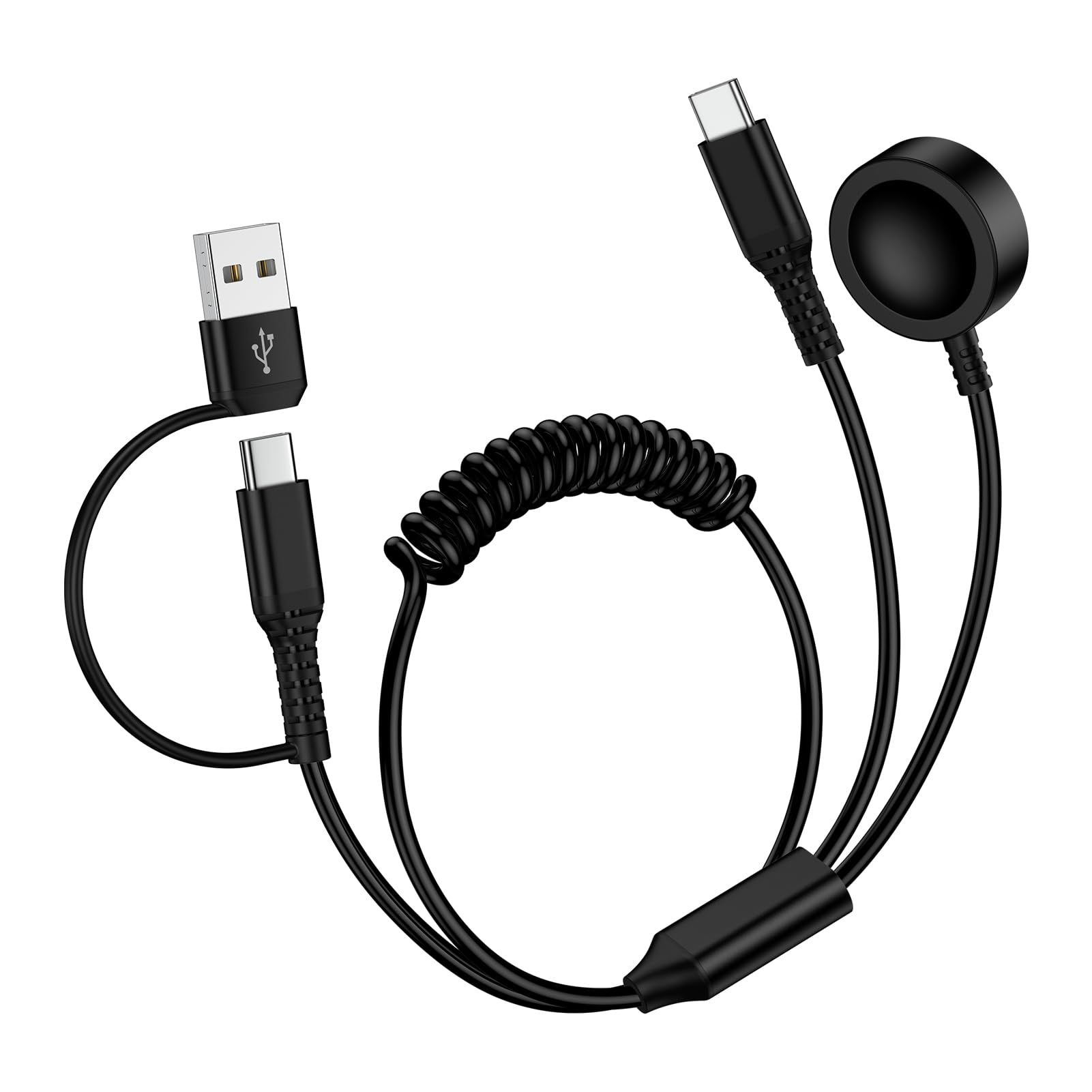 Photo 1 of 2 in 2 Samsung Watch Charger USB C Fast Charging Cable for Samsung Galaxy Watch 8/7/Ultra/6/6 Classic/5 Pro/5/4/4 Classic/3/Active2, 3FT Coiled Multi Fast Charger Cord for Galaxy S26 Ultra S25 FE A17