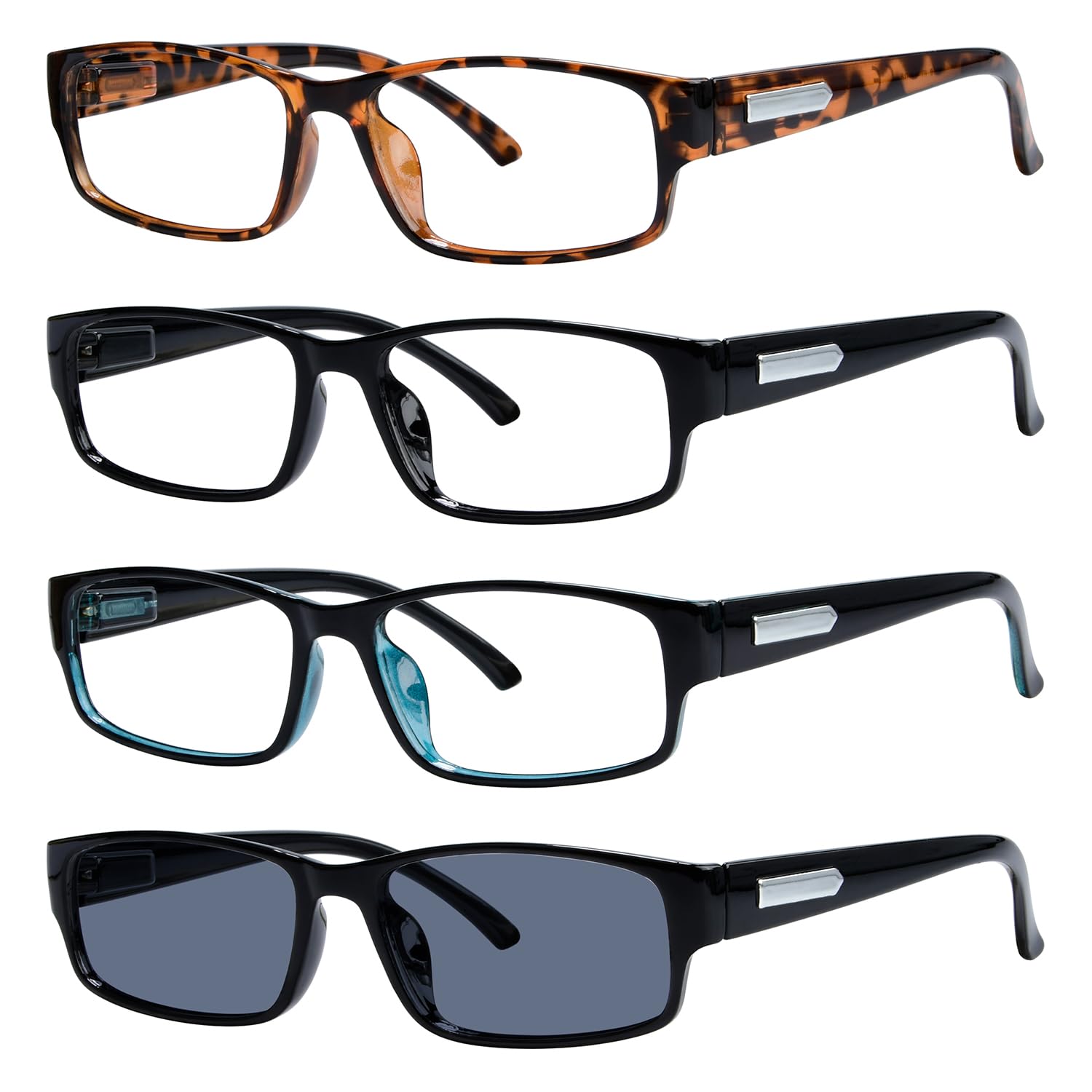 Eyekepper 4 Pack Comfort Reading Glasses include Reader Sunglasses for Men Reading +2.00