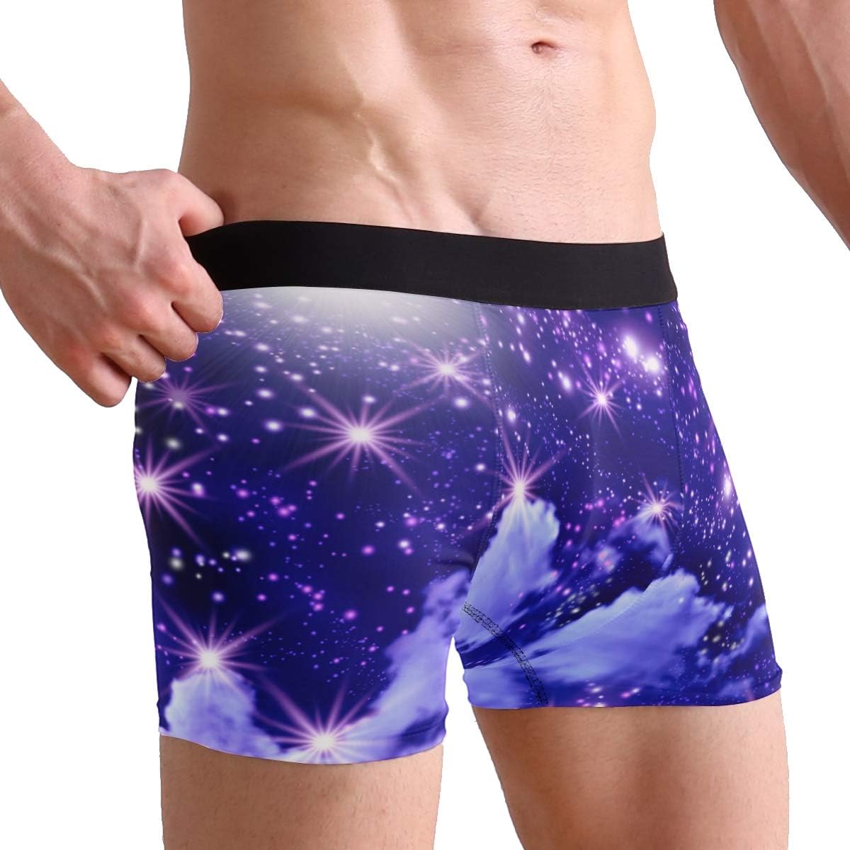 Men's Underwear Polyester Boxer Briefs with Stars Design Trunk