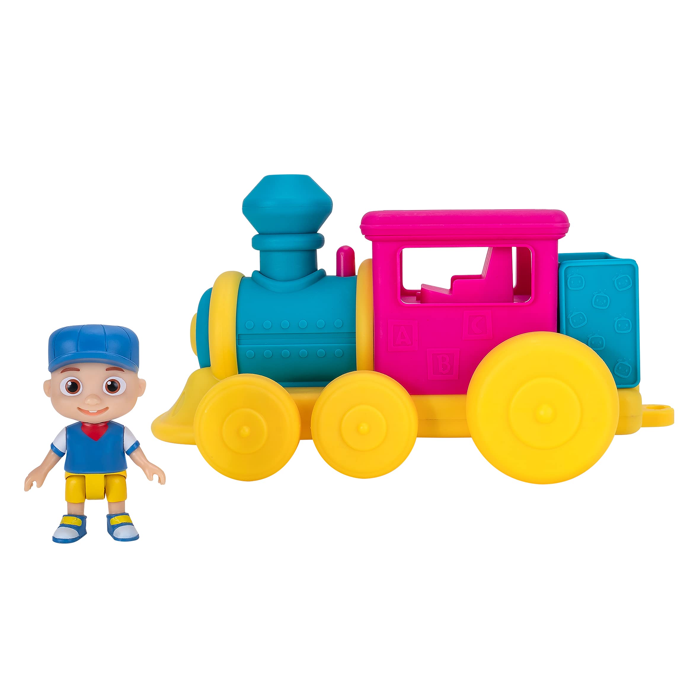 CoComelon Feature Vehicle, Train - Train Vehicle With Sounds - Exclusive Conductor JJ Figure - Fits 4 Figures - Free Wheeled - Play Songs - Toys for Kids, Toddlers, and Preschoolers