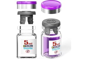 KSIITEKSLAB Ks-Tek Sterile Empty Vial with Separately Butyl Rubber Stopper and Flip Top Closure,Removable,After Filling,Need to Seal by CrimperType 1 Borosilicate Glass Tubing (5ml)