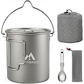 THTYBROS Titanium 750ml Pot with Titanium Spork, Ourdoor Solo Camping Mug, Hanging Cup Spork Kits