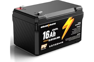 GOLDENMATE 12V 16Ah LiFePO4 Battery, IP67 Waterproof, 12V Lithium Battery w/ 5000+ Deep Cycles, Built-in BMS, Premium Lithium Iron Phosphate Cell, Ideal for Solar, Marine, Fishfinder, Off-grid camping