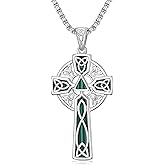 KoyeKei Celtic Cross/Claddagh Cross/Spiral/Couple Necklace 925 Sterling Silver Irish Knot/Egyptain Pendant Turquoise Jewelry Gifts for Women