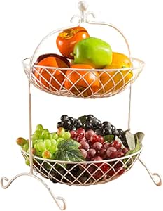 Cesta De Frutas Moderna, Canasta para Frutas con 2 Niveles para La Mesa