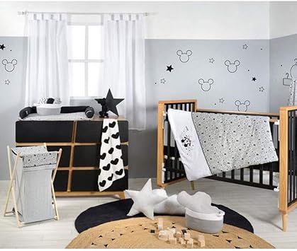 Disney Gray Mickey Mouse Cotton Baby Crib Bedding Set Collection