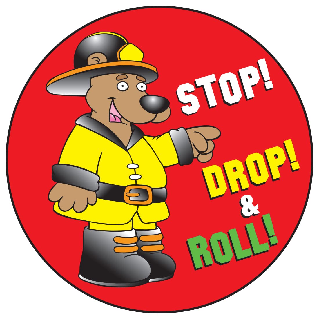 ZOCO - Fire Safety Stickers - Stop Drop Roll Sticker Roll (400 Count) - Firefighter Gifts for Kids - 2 Inch Round