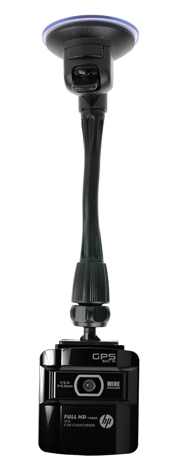 DURAGADGET Anti-Shake Bendy Arm Window Suction Mount for The HP F-210 in-Car Camcorder (F210)